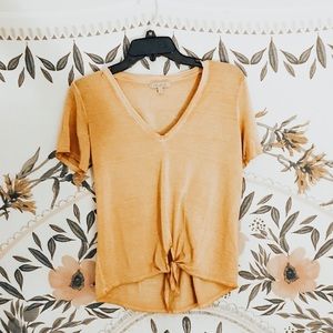 mustard yellow tie front top